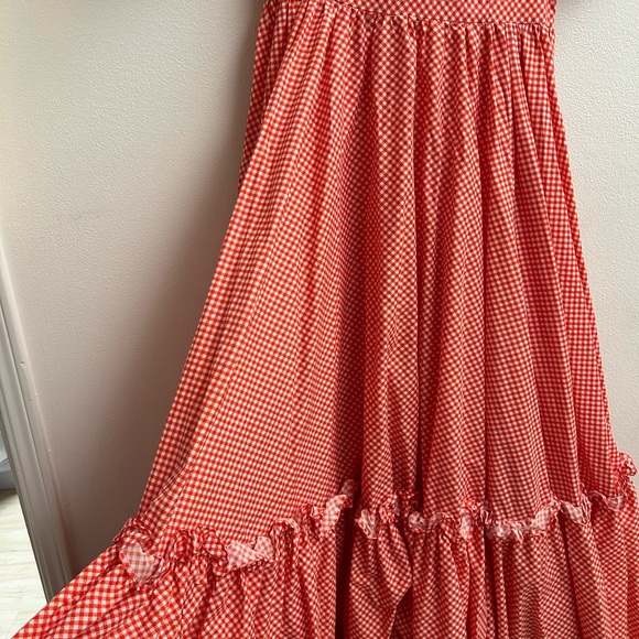 Selkie Red Gingham Puff Sleeve Ritz Gown - Picture 7 of 8